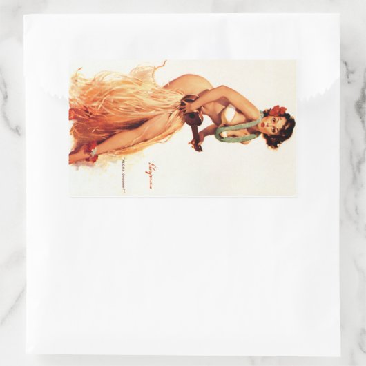 Hawaiianisches Button hoch Rechteckiger Aufkleber (Tasche)