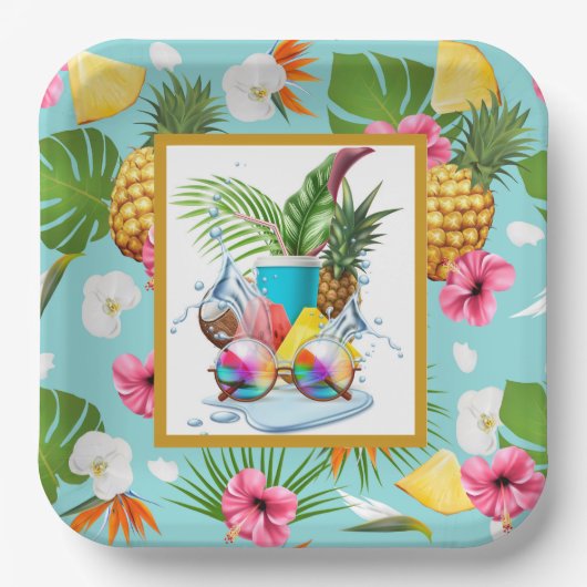 Hawaiianisches Fest Pappteller (Vorderseite)