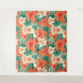 Hawaiianisches Flair, farbenfrohe tropische Blume Wandteppich (Vorderseite)