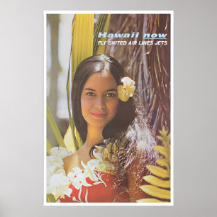 Hawaiianisches Frauenplakat Hawaii Foto United Air Poster
