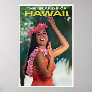 Hawaiianisches Mädchen Druck Hawaii Kunst Luau Tän Poster
