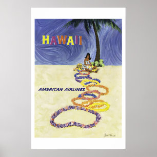Hawaiianisches Mädchen im Vintage-Stil der 1950er Poster