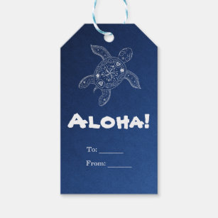 Hawaiianisches Meeresschildkröte Weiß auf Blue Bea Geschenkanhänger