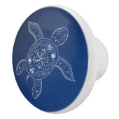 Hawaiianisches Meeresschildkröte Weiß auf Blue Bea Keramikknauf (Rechts)