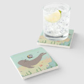 Hawaiianisches Mönch-Siegel Steinuntersetzer (Seitenansicht)