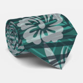 Hawaiianisches Muster mit Hibiskus Blume Palm Blät Krawatte (Gerollt)