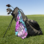 Hawaiianisches Muster Tropisches Pink Aqua Blau Golfhandtuch (Gras)