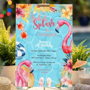 Hawaiianisches Platscher-Sommer-Pool-Geburtstagsfe Einladung