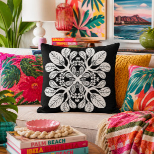 Hawaiianisches Quilt-Naupaka-Design Weiß  Kissen