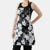 Hawaiianisches Schwarz-Weiß-Tropen-Monogramm Schürze (InSitu)