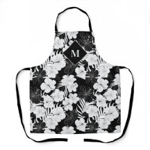 Hawaiianisches Schwarz-Weiß-Tropen-Monogramm