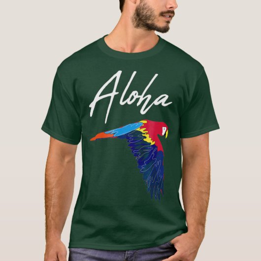 Hawaiianisches Shirt Aloha Parrot Tropical Luau Wo (Vorderseite)