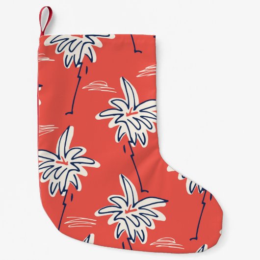 Hawaiianisches Shirt, doodle Palmen Muster. Kleiner Weihnachtsstrumpf (Vorderseite)