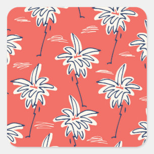 Hawaiianisches Shirt, doodle Palmen Muster. Quadratischer Aufkleber