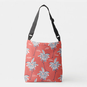 Hawaiianisches Shirt, doodle Palmen Muster. Tragetaschen Mit Langen Trägern