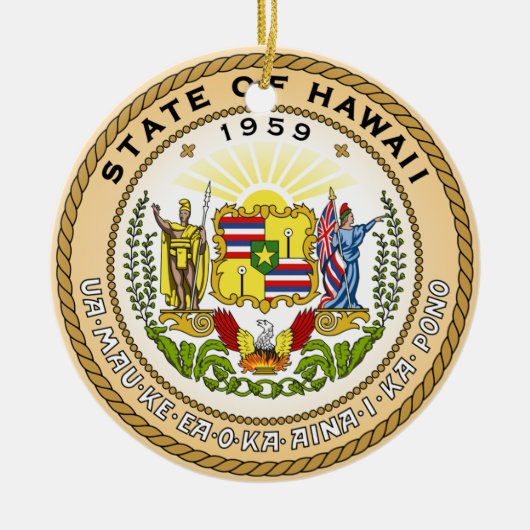 Hawaiianisches Staat-Siegel Keramik Ornament (Vorne)