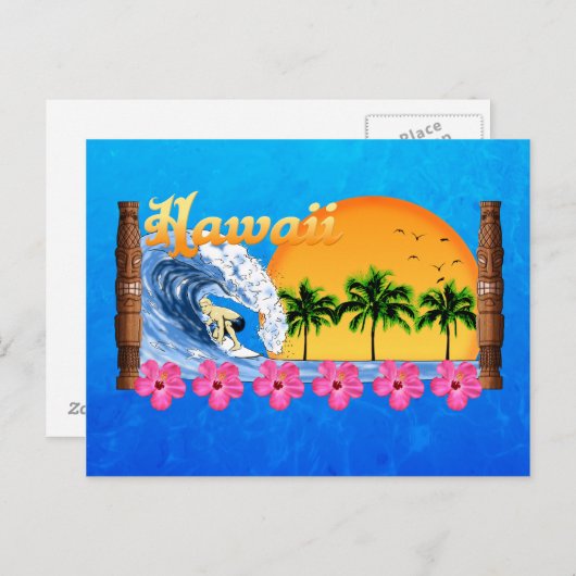 Hawaiianisches Surfen Postkarte (Vorne/Hinten)