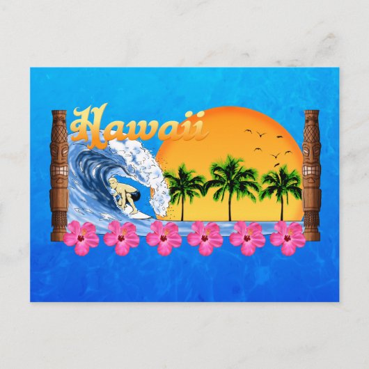 Hawaiianisches Surfen Postkarte (Vorderseite)