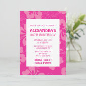 Hawaiianisches Thema 86. Geburtstagsparty pink Einladung (Stehend Vorderseite)