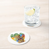 Hawaiianisches Tiki-Surfen Runder Pappuntersetzer (Vor Ort)