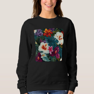 Hawaiianisches tropisches Blumenblattmuster Strand Sweatshirt
