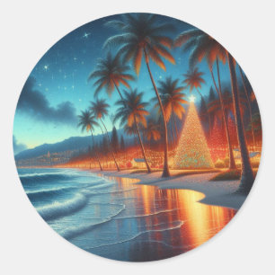 Hawaiianisches/tropisches Weihnachten Runder Aufkleber