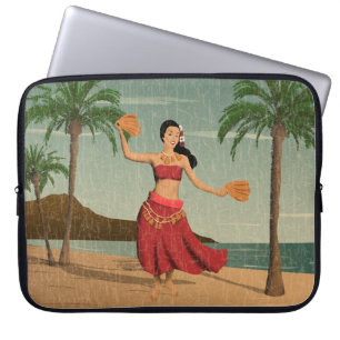 Hawaiianisches Vintage-Hula-Mädchen abgenutzte Pos Laptopschutzhülle