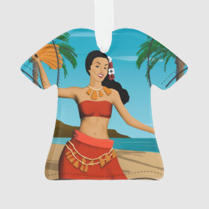 Hawaiianisches Vintage Mele Kalikimaka Aloha-Shirt Ornament