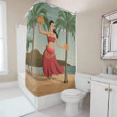 Hawaiianisches Vintages Hula-Girl Duschvorhang (Beispiel)