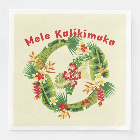 Hawaiianisches Weihnachtskranzpapier Napkin Serviette (Vorderseite)