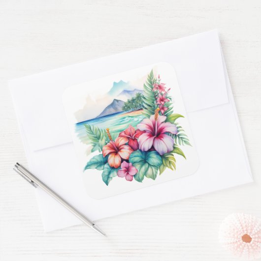 Hawaiiansticker Quadratischer Aufkleber (Umschlag)