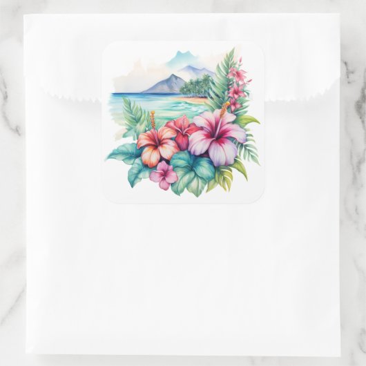 Hawaiiansticker Quadratischer Aufkleber (Tasche)