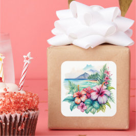 Hawaiiansticker Quadratischer Aufkleber