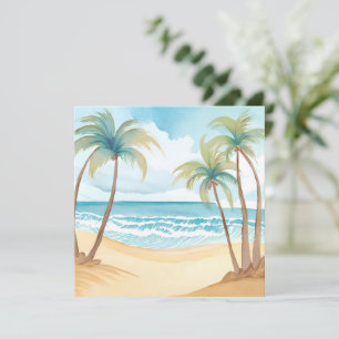 Hawaiianstrand   Palm Tree Tropical Card