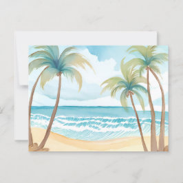 Hawaiianstrand | Palmenbaum Tropische Wasserfarbe Postkarte