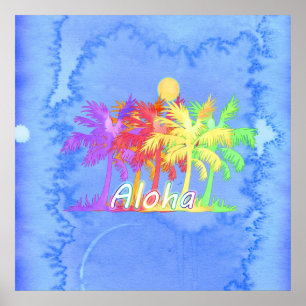 Hawaiin Aloha Palm Tree Wasserfarben Poster