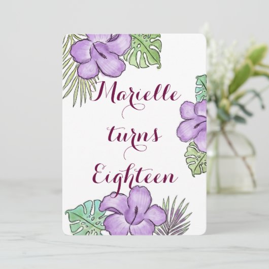 Hawaiin Theme Einladung (Stehend Vorderseite)