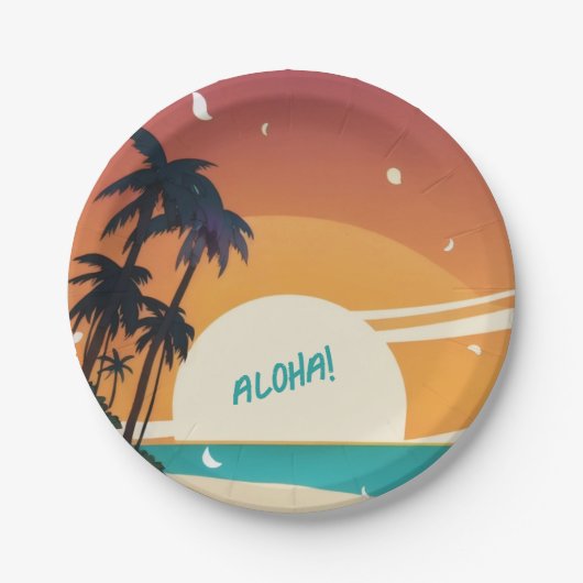 Hawaiisch/Aloha/Tropical/Strand Pappteller (Vorderseite)