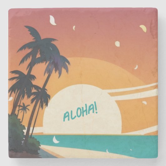 Hawaiisch/Aloha/Tropical/Strand Steinuntersetzer (Vorderseite)