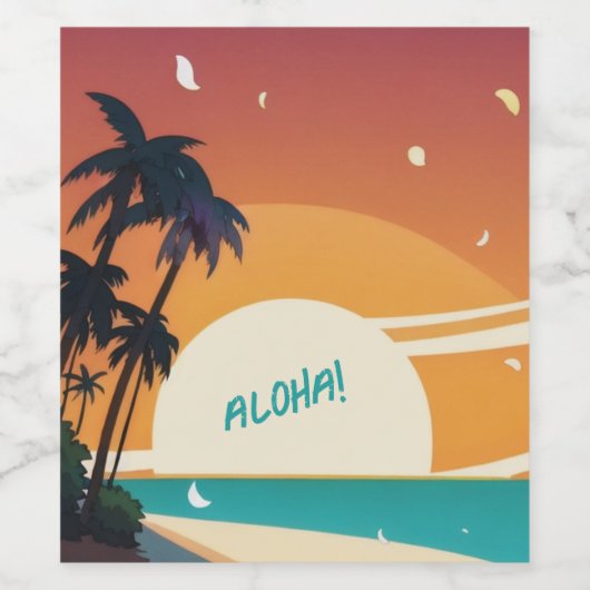 Hawaiisch/Aloha/Tropical/Strand Weinetikett (Einzelnes Label)