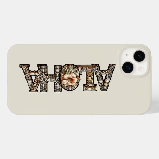 Hawaiisch-Polynesischer Aloha Bamboo Look Case-Mate iPhone Hülle (Rückseite (Horizontal))