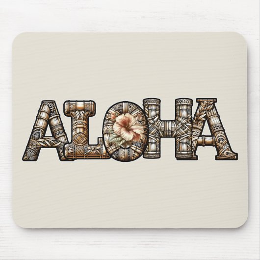 Hawaiisch-Polynesischer Aloha Bamboo Look Mousepad (Vorne)