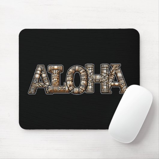 Hawaiisch-Polynesischer Aloha Bamboo Look Mousepad (Mit Mouse)