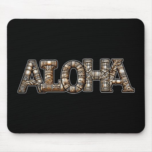 Hawaiisch-Polynesischer Aloha Bamboo Look Mousepad (Vorne)