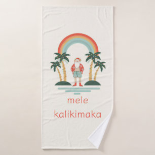 Hawaiisch/Regenbogen/Palmen Santa Badehandtuch