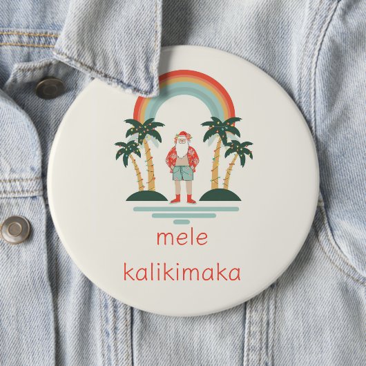 Hawaiisch/Regenbogen/Palmen Santa Button (Beispiel)