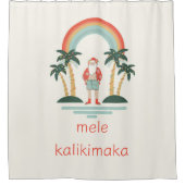 Hawaiisch/Regenbogen/Palmen Santa Duschvorhang (Vorderseite)