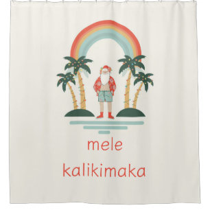 Hawaiisch/Regenbogen/Palmen Santa Duschvorhang