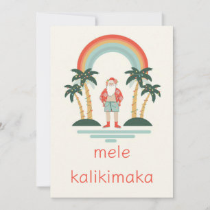 Hawaiisch/Regenbogen/Palmen Santa Feiertagskarte