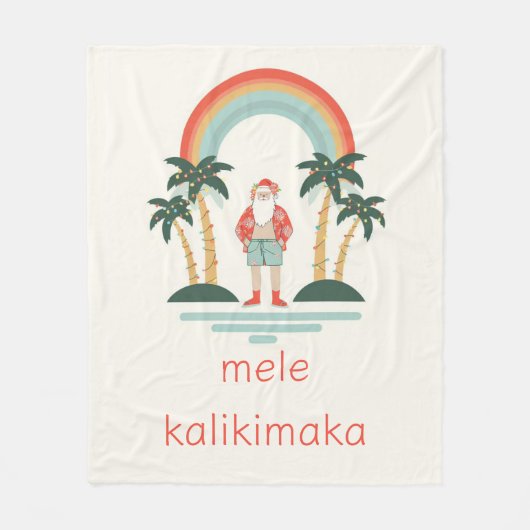 Hawaiisch/Regenbogen/Palmen Santa Fleecedecke (Vorderseite)